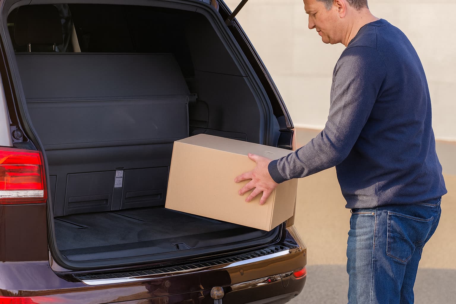Auto mit Ladekantenschutz wird Beladen